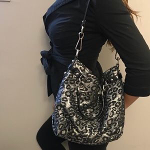 Coach Pleated Silver Metallic Ocelot Purse